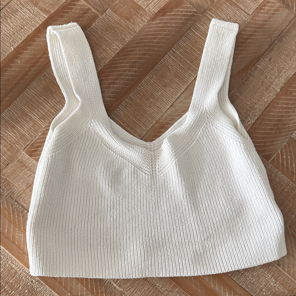 Wilfred White Knit Crop Top
